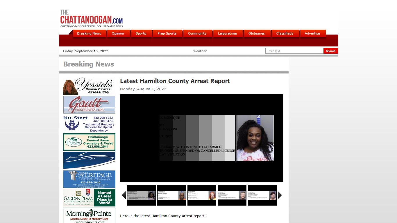 Latest Hamilton County Arrest Report - Chattanoogan.com